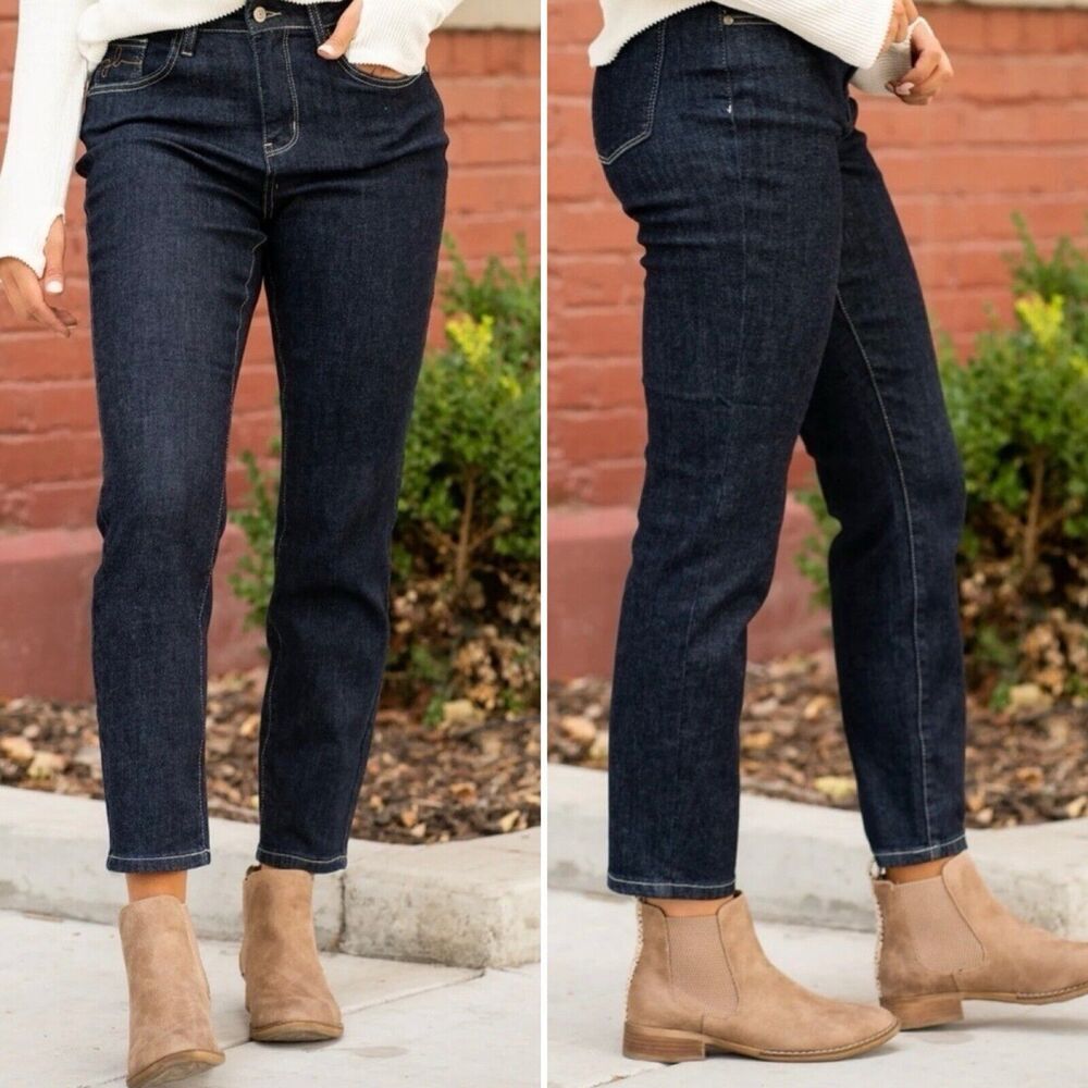 Judy Blue Rinse Wash Mom Jeans Dark Blue High-Rise 26 - Picture 2 of 14